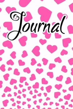 Paperback Journal: Pink wild strawberry white background falling hearts Book