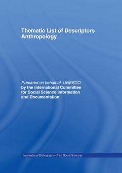 Hardcover Thematic List of Descriptors - Anthropology Book