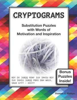 Paperback Cryptograms: Substitution Puzzles with Words of Motivation and Inspiration [Large Print] Book