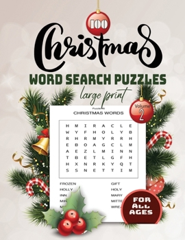 Paperback 100 christmas word search puzzles large print Volume 2 for all ages: Holiday Puzzles Book with Answers Large Print [Large Print] Book