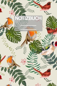 Notizbuch A5 Muster Blumen Vogel Voegel Natur Bunt: - 111 Seiten - EXTRA Kalender 2020 - Einzigartig - Kariert - Karo - Raster - Geschenk - Geschenkidee