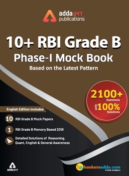 Paperback RBI Grade 'B' Phase I Mock Papers Practice Book