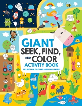Paperback Giant Seek, Find, and Color Activity Book: Includes Fun Facts and Bonus Challenges! Book