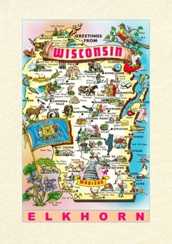 Paperback Vintage Lined Notebook Greetings from Wisconsin, Elkhorn Book