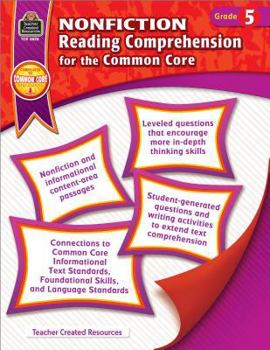 Paperback Nonfiction Reading Comprehension for the Common Core Grd 5 Book