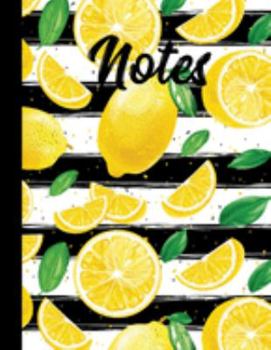 Paperback Notes: Lemons Pattern and Black and White Striped Notebook 8.5"X 11" College Ruled Book