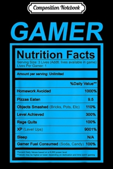 Composition Notebook: Gamer Nutrition Facts Blue Label Funny Graphic  Journal/Notebook Blank Lined Ruled 6x9 100 Pages