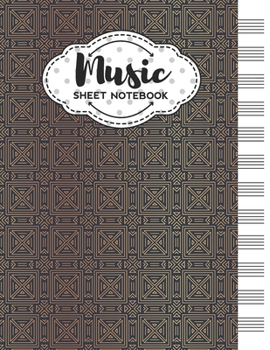 Music Sheet Notebook: Blank Staff Manuscript Paper with Geometric Art Deco Themed Cover Design