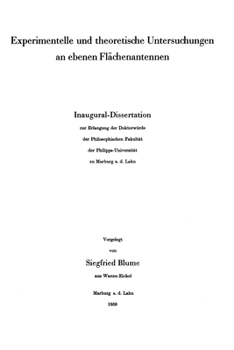 Paperback Experimentelle und theoretische Untersuchungen an ebenen Flächenantennen: Inaugural-Dissertation [German] Book