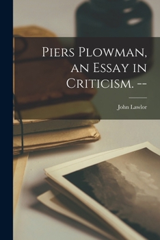 Paperback Piers Plowman, an Essay in Criticism. -- Book