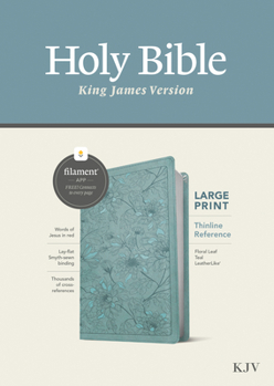Imitation Leather KJV Large Print Thinline Reference Bible, Filament Enabled (Leatherlike, Floral Leaf Teal, Red Letter) [Large Print] Book