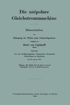 Paperback Die Unipolare Gleichstrommaschine [German] Book