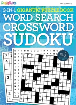 Paperback 3-In-1 Gigantic Puzzle Book, Vol 5: Word Search, Crossword, Sudoku Book