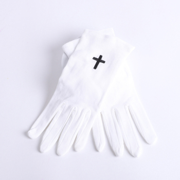 Glove White W/ Black Cross L