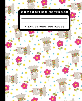 Paperback Composition Notebook: Cute Desert Flow Llama Wide Ruled Notebook Lined School Journal 100 Pages 7.5 x 9.25 Book