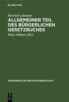 Hardcover Allgemeiner Teil Des Bürgerlichen Gesetzbuches [German] Book
