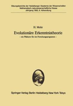 Paperback Evolutionäre Erkenntnistheorie: -- Ein Plädoyer Für Ein Forschungsprogramm -- [German] Book
