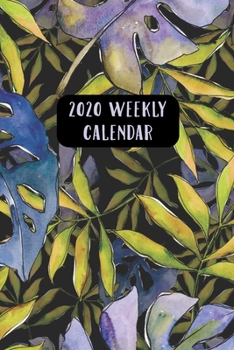 Paperback 2020 Weekly Calendar: Watercolor Blue Tropical Leaves Book