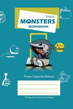 Paperback School of Monsters Workbook, A5 Size, Wide Ruled, White Paper, Primary Composition Notebook, 102 Sheets (Royal Blue II) Book