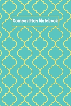 Composition Notebook: Abstract geometric seamless pattern mint green and yellow Cover elegant Gift Journal Ruled 6x9 Lined Blank Notebook 120 Pages Diary Writing for Women Men Girls
