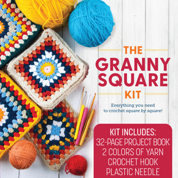 Product Bundle The Granny Square Kit: Everything You Need to Crochet Square by Square! Kit Includes: 32-Page Project Book, 2 Colors of Yarn, Crochet Hook, P Book