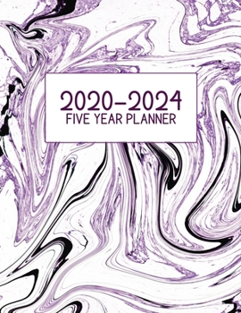 2020-2024 Five Year Planner: Jan 2020-Dec 2024, 5 Year Planner, purple, black marble digital paper cover, featuring 2020-2024 Overview, daily, weekly, ... list, reminders, and goals. 8.5" X 11" sized.