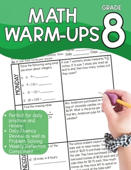 Paperback Daily Warm-Ups: Math for Eighth Grade: Fluency, Problem Solving and Critical Thinking Book