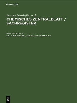 Hardcover 1967, Teil 1b: Ch17-Haranalyse [German] Book