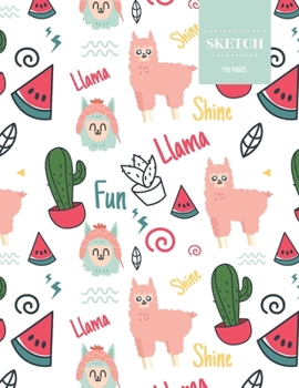 Sketch  110 Pages: Llama Summer Fun Sketchbook for Kids, Teen and College Students | Succulent Llama Pattern