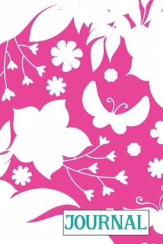 Paperback Journal: 6x9 Lined Journal (Butterfly Garden, black and white illustrations on hot pink cover) Book