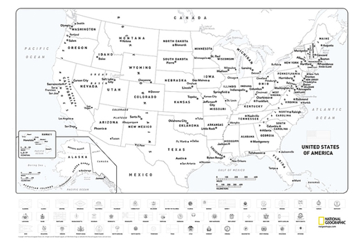 Misc. National Geographic United States Coloring Map (Poster Size: 36 X 24 In) Book