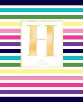 Dotted Journal: Dotted Grid Bullet Notebook Journal Colorful Stripes Gold Monogram Letter H (7.5” x 9.25”) for Women Teens Girls and Kids