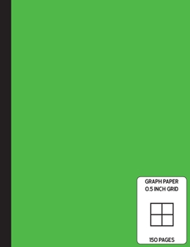 Low Vision Notebook: 0.5 Inch Graph Paper | Full Size Grid Ruled Notebook | Large Print Page Numbers | Green Cover