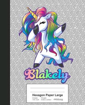 Paperback Hexagon Paper Large: BLAKELY Unicorn Rainbow Notebook Book