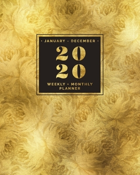 January - December | 2020 | Weekly + Monthly Planner: Vintage Rose FAUX Foil Cover | Agenda Calendar with Inspiring Quotes