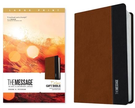 Imitation Leather The Message Deluxe Gift Bible, Large Print (Leather-Look, Saddle Tan/Black): The Bible in Contemporary Language [Large Print] Book
