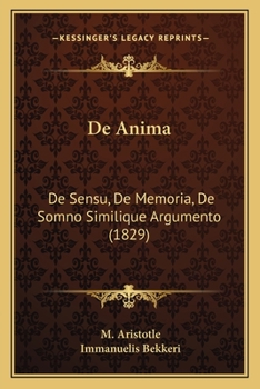 Paperback De Anima: De Sensu, De Memoria, De Somno Similique Argumento (1829) [German] Book