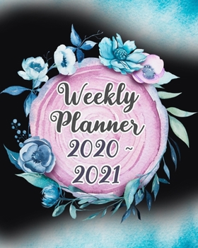 Weekly Planner 2020 - 2021: Jan 2020 - Dec 2021 Two Year Weekly Daily Planner with To Do List to Achieve Your Goals (Blue and Pink Watercolor Wood and Flowers)