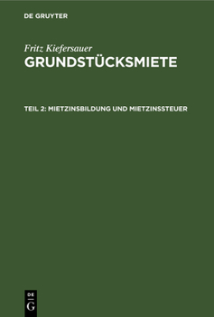 Hardcover Mietzinsbildung Und Mietzinssteuer [German] Book