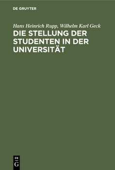 Hardcover Die Stellung Der Studenten in Der Universität [German] Book