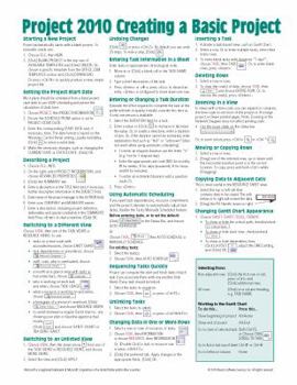 Microsoft Project 2010 Quick Reference Guide: Creating a Basic Project (Cheat Sheet of Instructions, Tips & Shortcuts - Laminated Card)