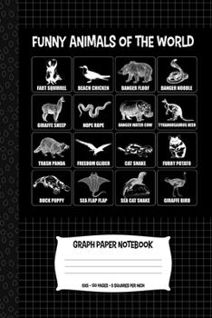 Paperback Funny Animals Of The World - Graph Paper Notebook: For Boys And Girls Science And Math Students - 5 Squares Per Inch - Quad Ruled - Internet Meme Slan Book