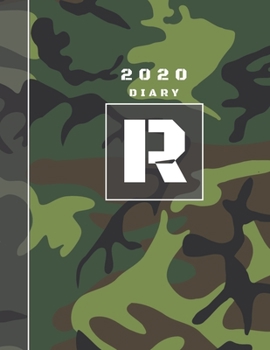 Paperback Personalised 2020 Diary Week To View Planner: A4 Letter R Dark Green And Black Camo Camouflage Organiser And Planner For The Year Ahead, School, Busin Book