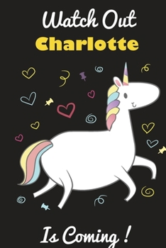 Charlotte: Cute Unicorn - Personalized Blank Lined Journal Notebook Gift For Girls