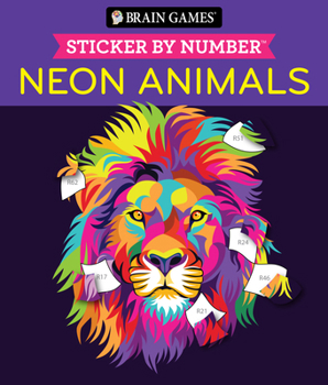 Paperback Brain Games - Sticker by Number: Neon Animals (28 Images to Sticker) Book