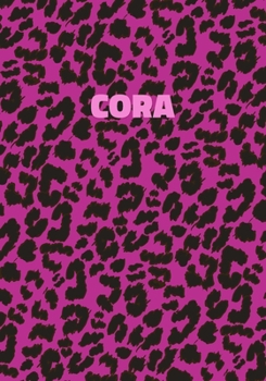 Paperback Cora: Personalized Pink Leopard Print Notebook (Animal Skin Pattern). College Ruled (Lined) Journal for Notes, Diary, Journa Book