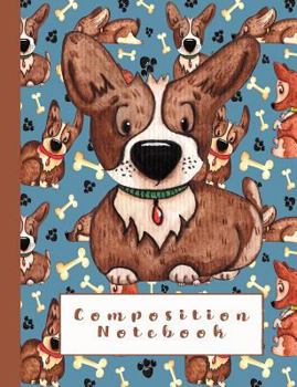 Paperback Composition Notebook: Composition Notebook for Animal Lovers - Wide Ruled 7.44 X 9.69 - Cute Dog with Blue Dog Print Background Book