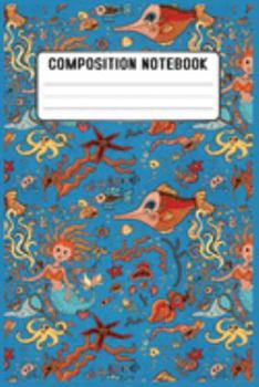 Composition notebook: Kawaii Mermaid Heads Pattern Blank Lined Wide Ruled 100 pages 6' X 9'Notebook Journal. Cute Baby Pink & White Wide Cartoon Mermaid Blank Lined Workbook for Teens Kids Students Gi