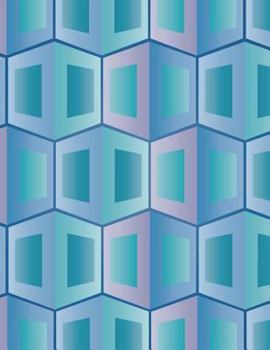 Geometric Blue Notebook - 4x4 Graph Paper : 200 Pages 8. 5 X 11 Quad Ruled Pages School Teacher Student Abstract Math Diagram