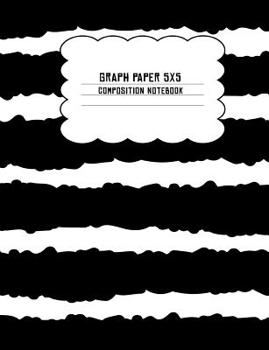 Paperback Graph Paper 5x5 Composition Notebook: Black White Horizontal Stripe Book